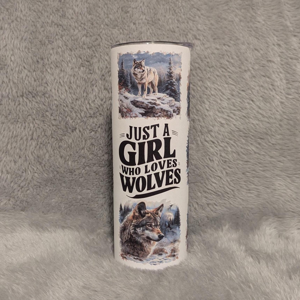 Just A Girl Who Loves Wolves Tumbler 20oz With Reusable Straw