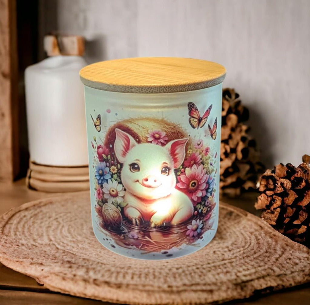 Pretty Pig Candle Holder With A Battery Operated Flickering Tea Light