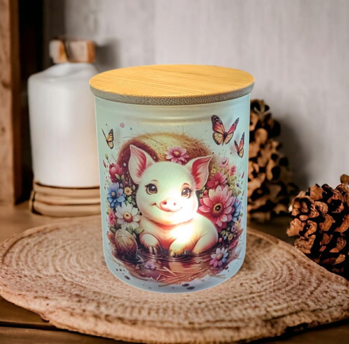 Pretty Pig Candle Holder With A Battery Operated Flickering Tea Light
