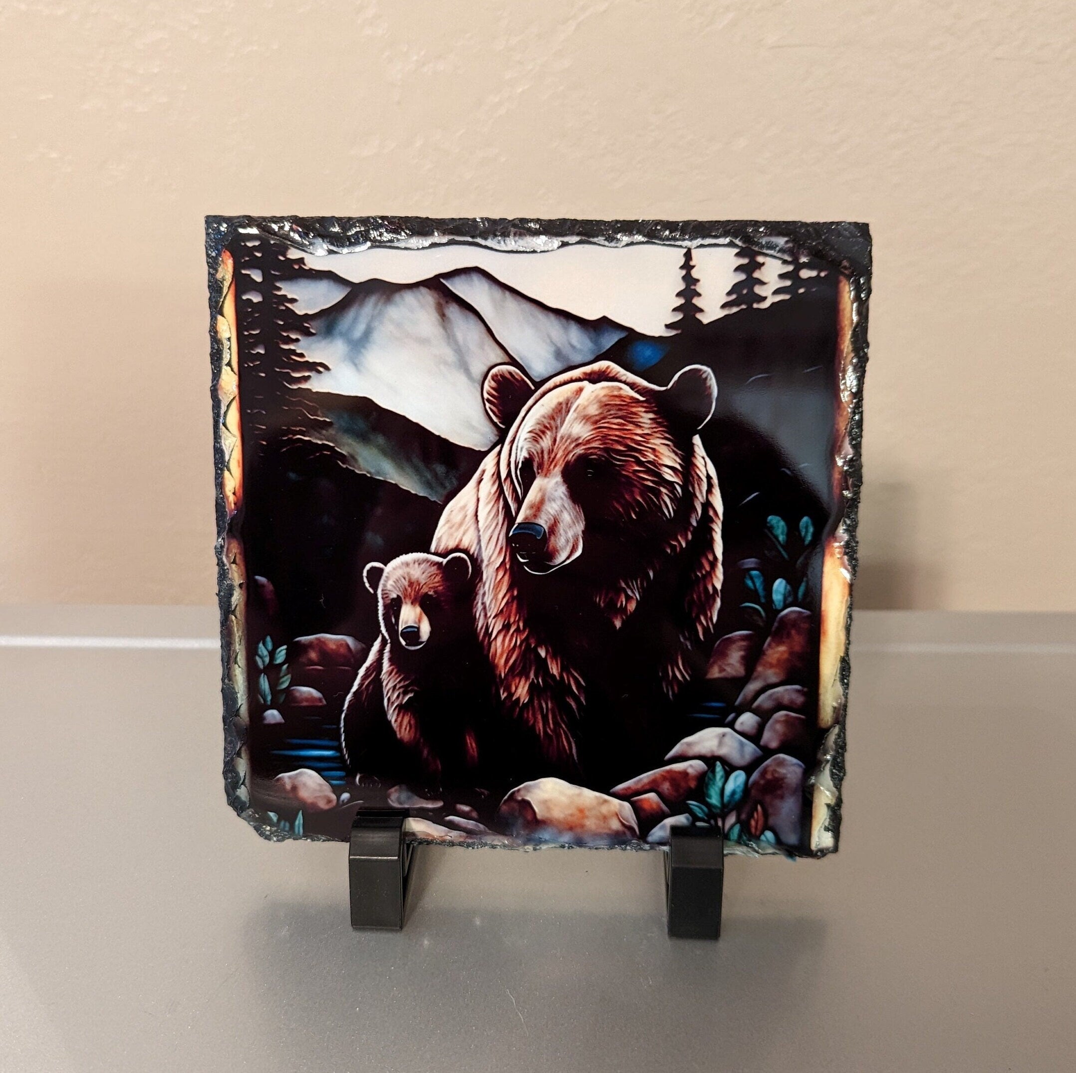Slate Bear Picture with Display Legs