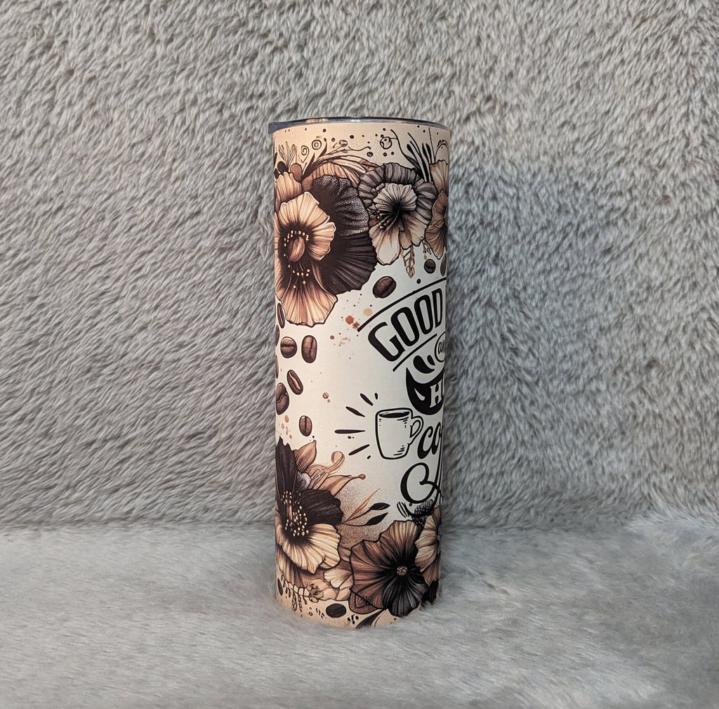 Good Vibes and Hot Coffee Tumbler 20oz With Reusable Straw