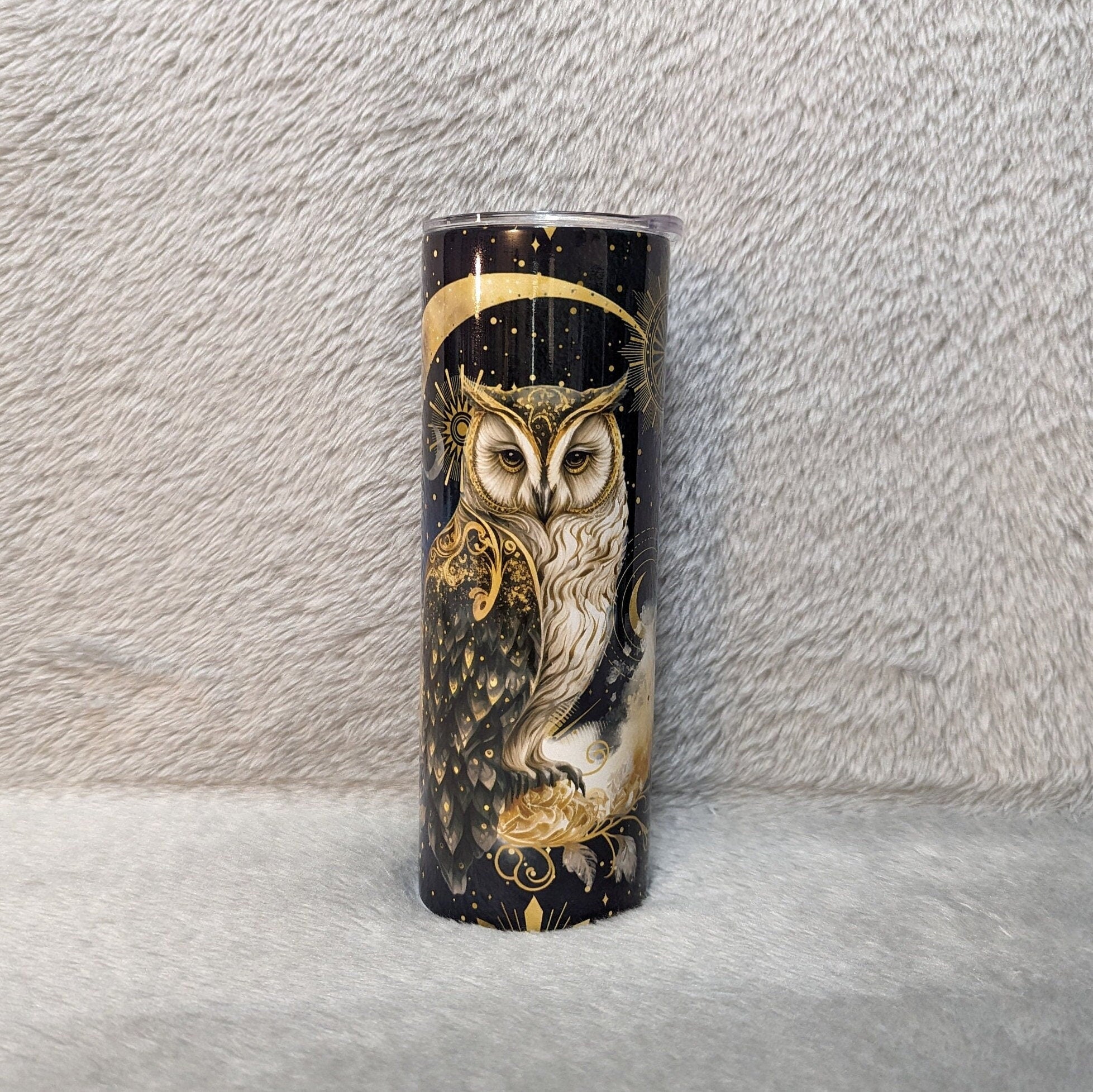Owl Tumbler 20oz With Reusable Straw, Can Be Personalized