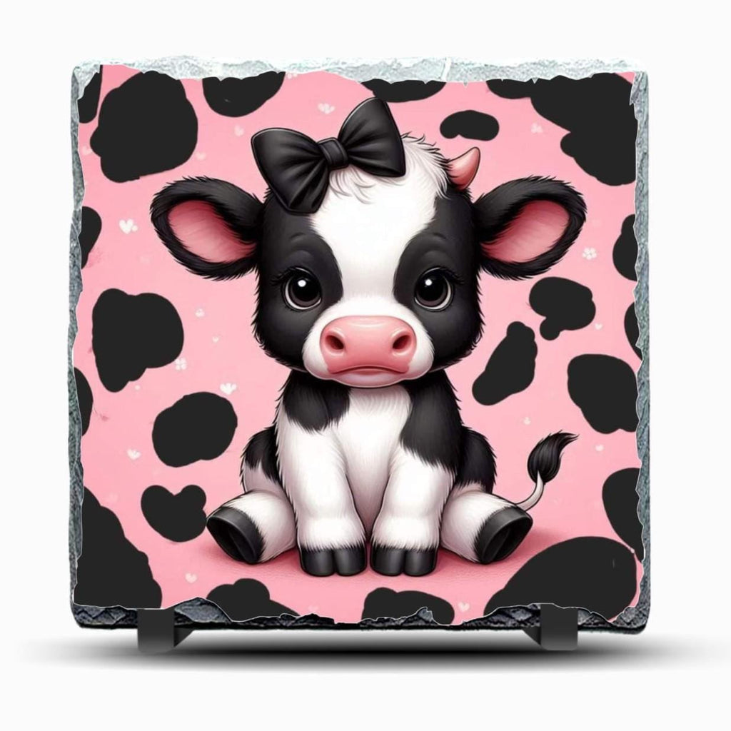 Slate Cow Picture With Display Legs