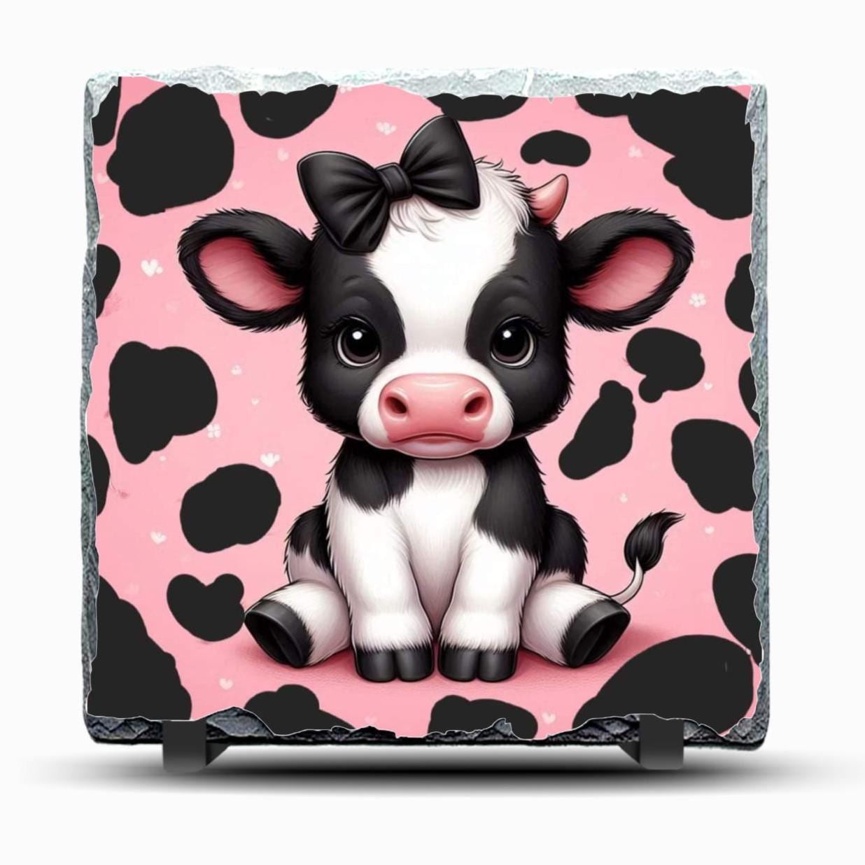 Slate Cow Picture With Display Legs