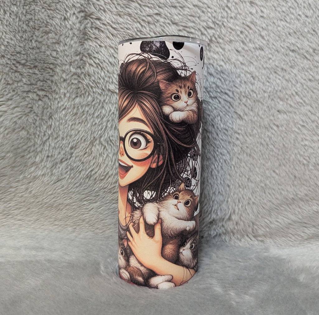 Crazy Cat Lady Tumbler 20oz With Reusable Straw, Can Be Personalized