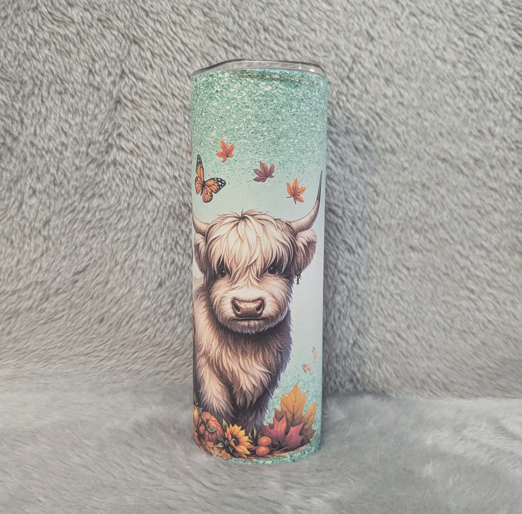Gnome with Highland Cow Tumbler 20oz With Reusable Straw, Can Be Personalized