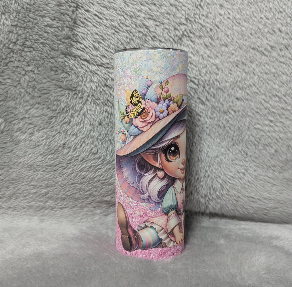 Pretty Girl Gnome Tumbler 20oz With Reusable Straw, Can Be Personalized