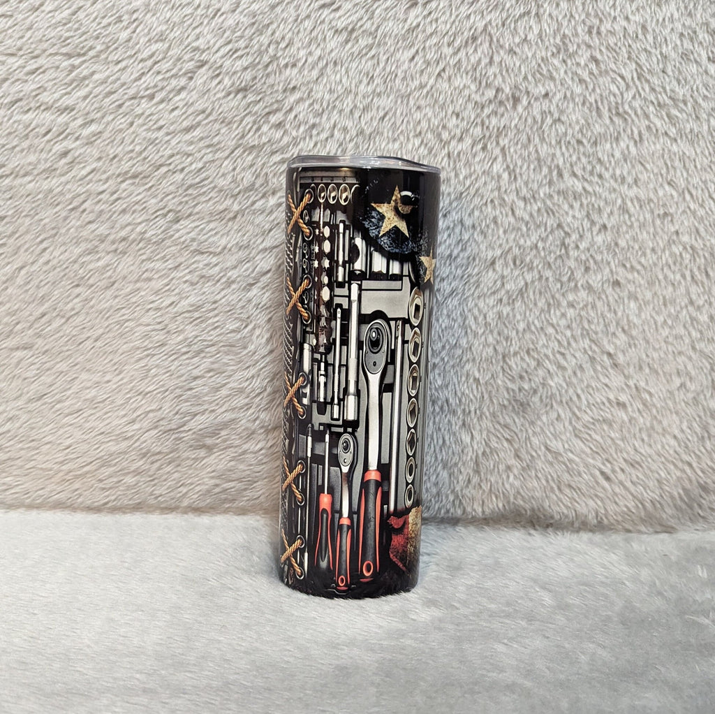 Dad Tumbler With A Tool Design 20oz With Reusable Straw