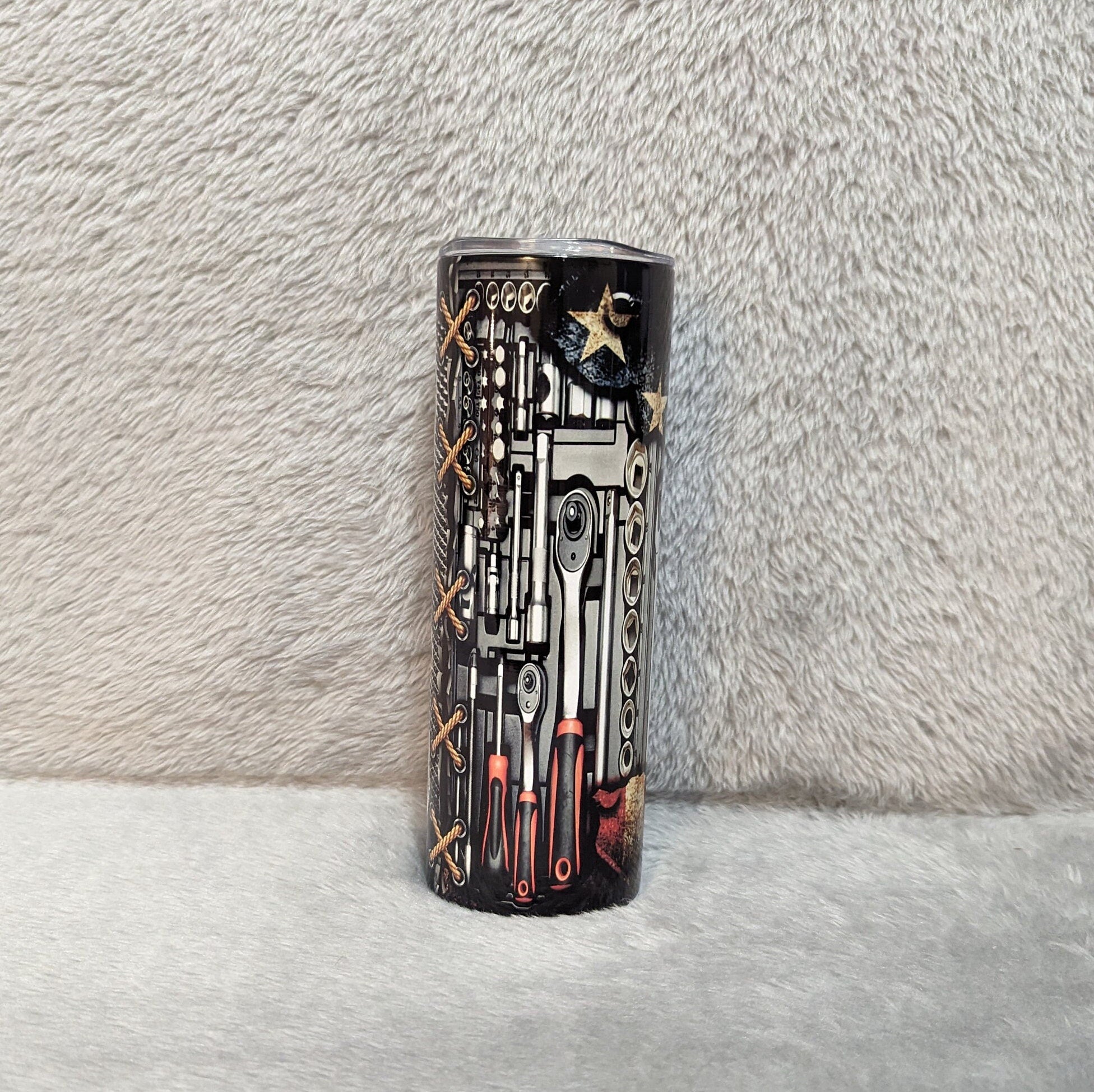 Dad Tumbler With A Tool Design 20oz With Reusable Straw
