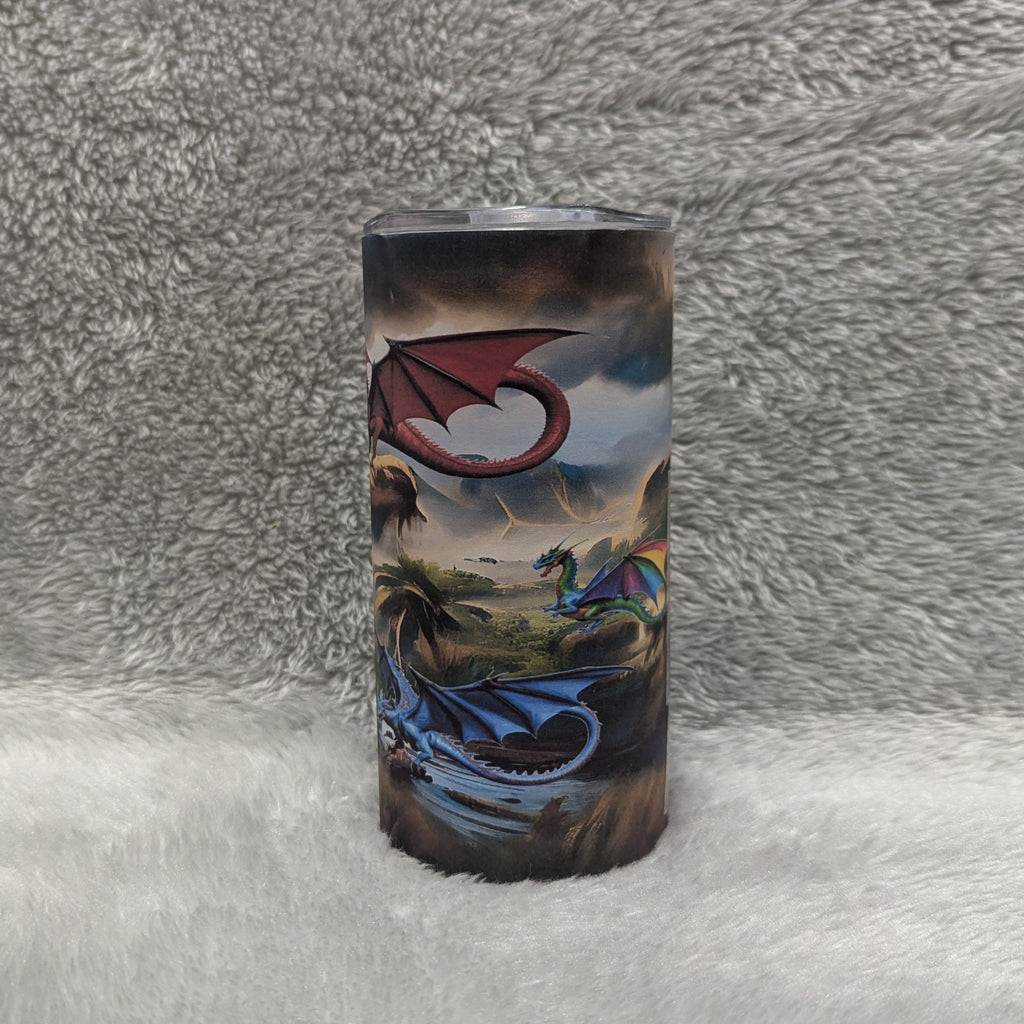Kids Colorful Dragon Tumbler 15oz With Reusable Straw, Can Be Personalized