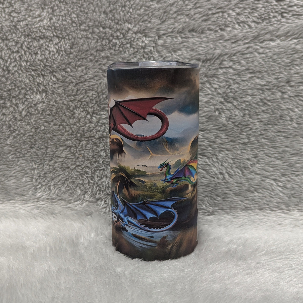 Kids Colorful Dragon Tumbler 15oz With Reusable Straw, Can Be Personalized