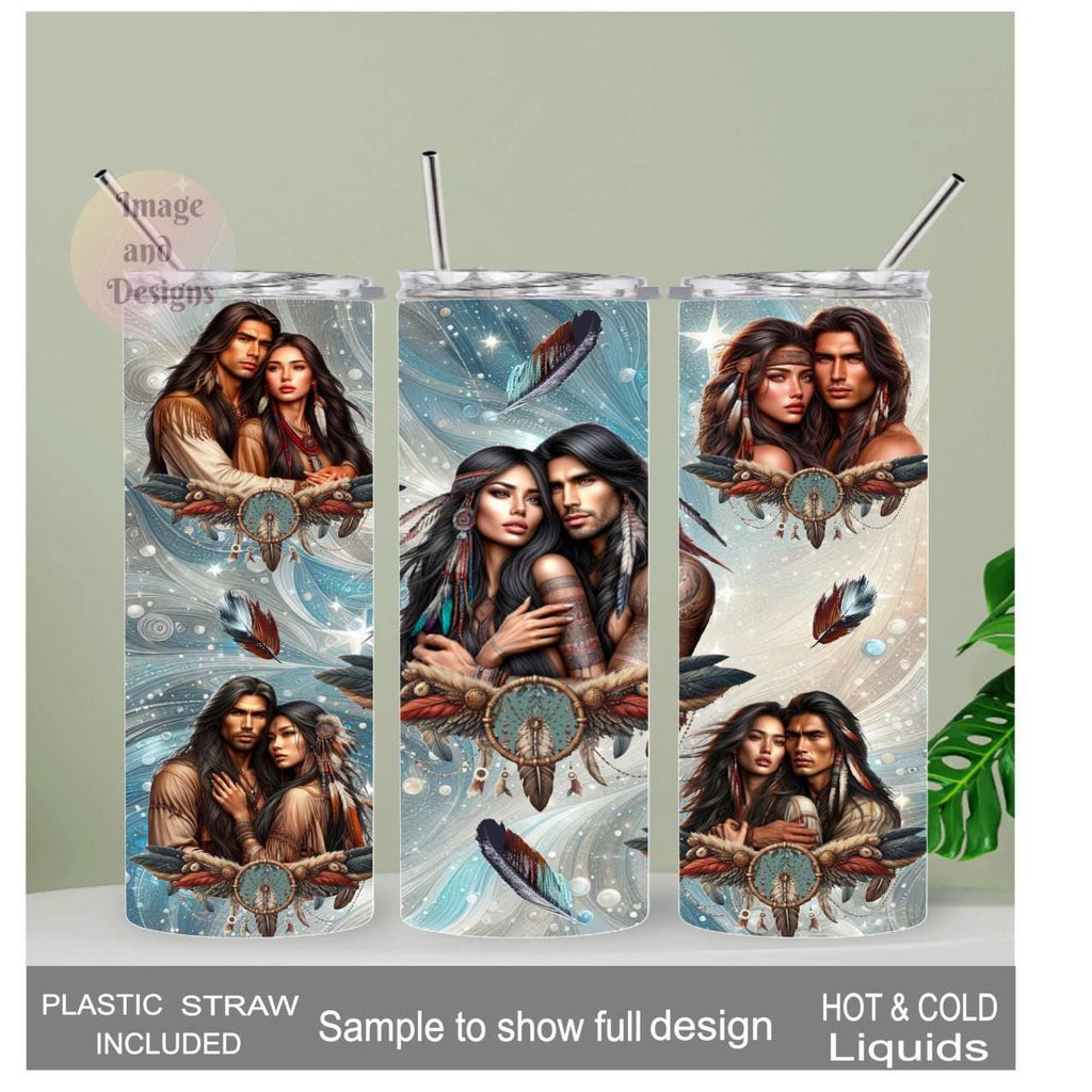 Native American Indian Tumbler 20oz With Reusable Straw