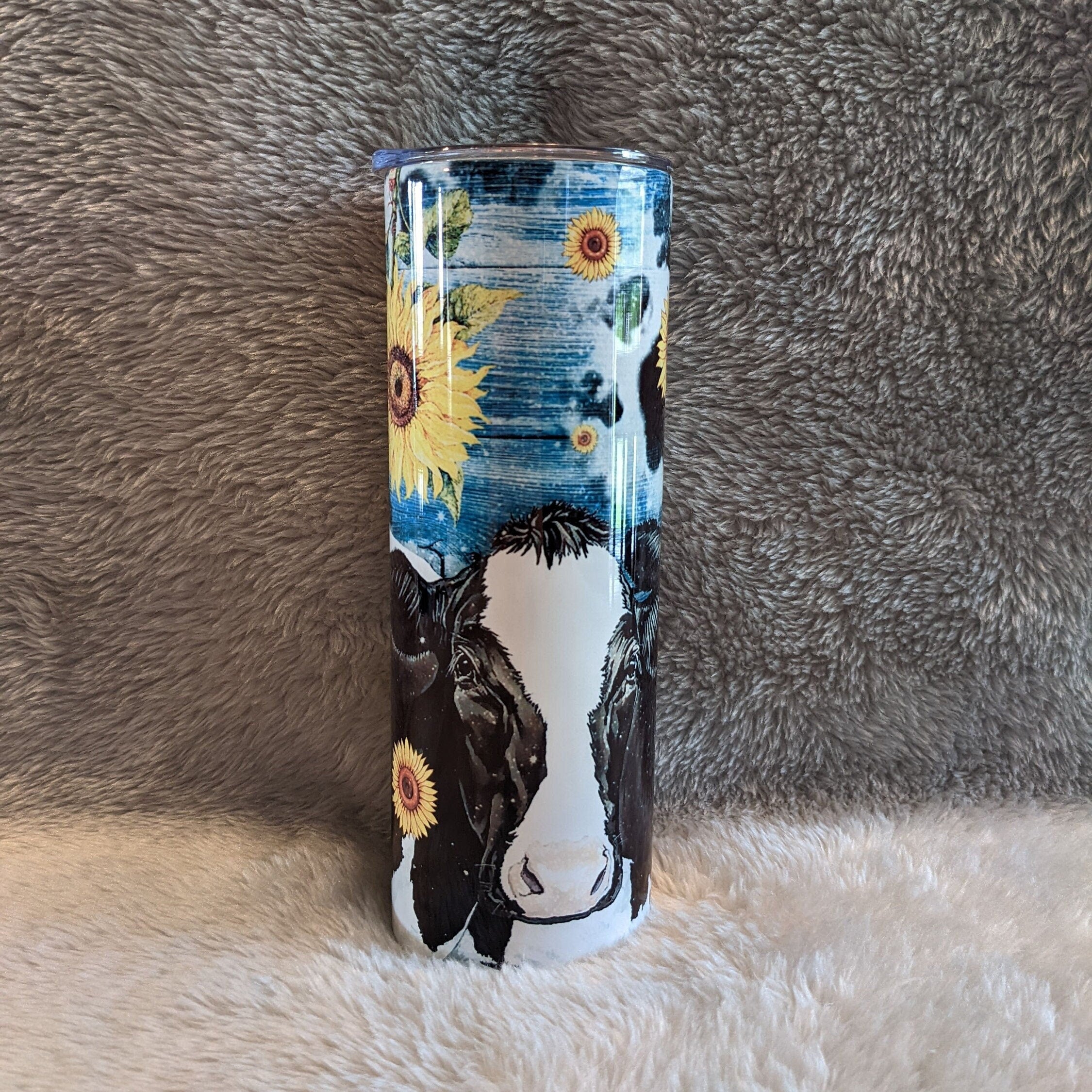Cow Tumbler 20oz With Reusable Straw, Can Be Personalized