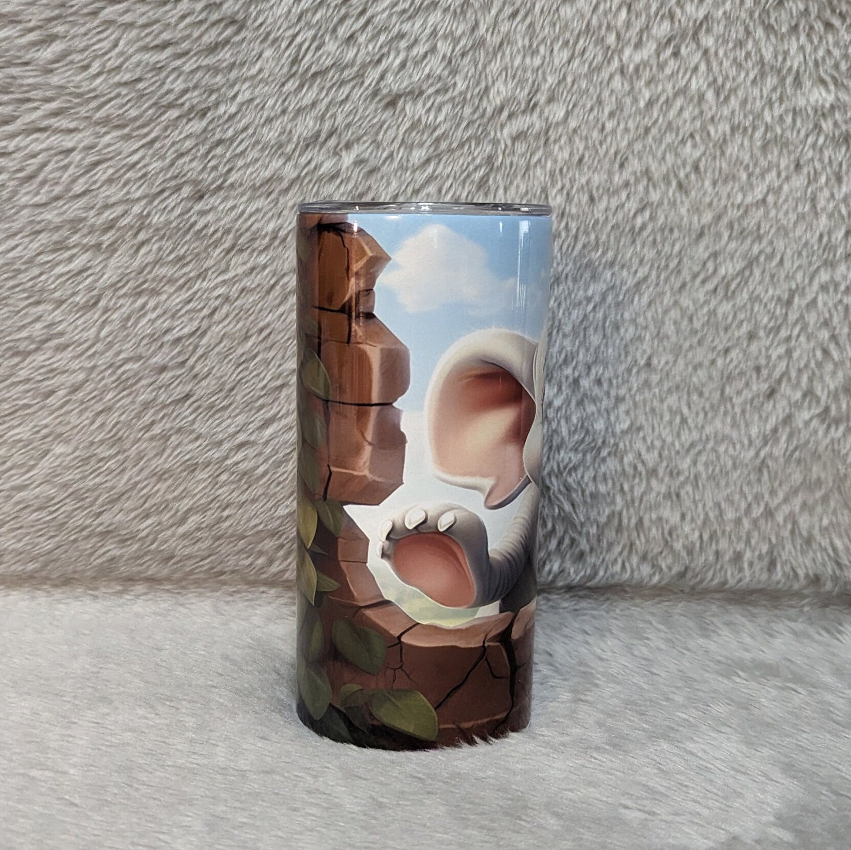 Cute Kids Elephant Tumbler 15oz With Reusable Straw, Can Be Personalized
