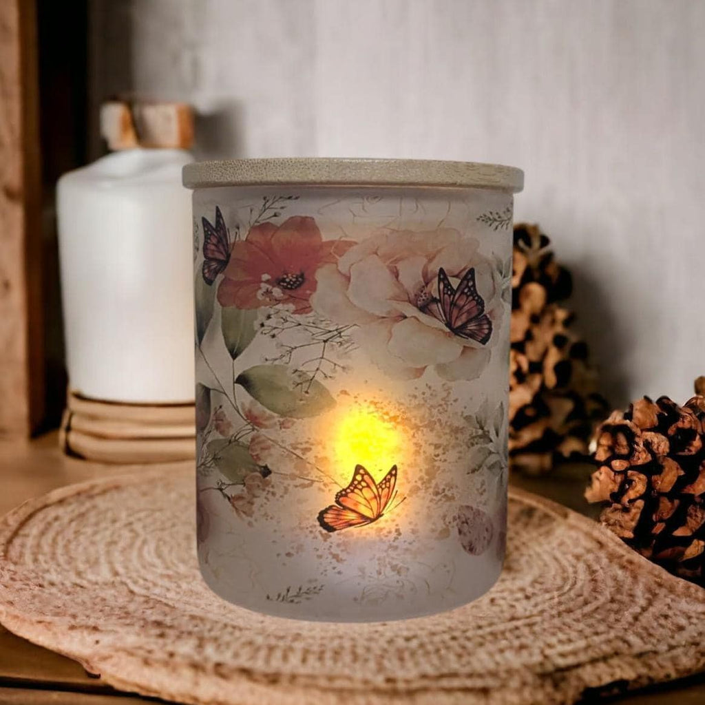 Monarch Butterfly Candle Holder With A Battery Operated Flickering Tea Light