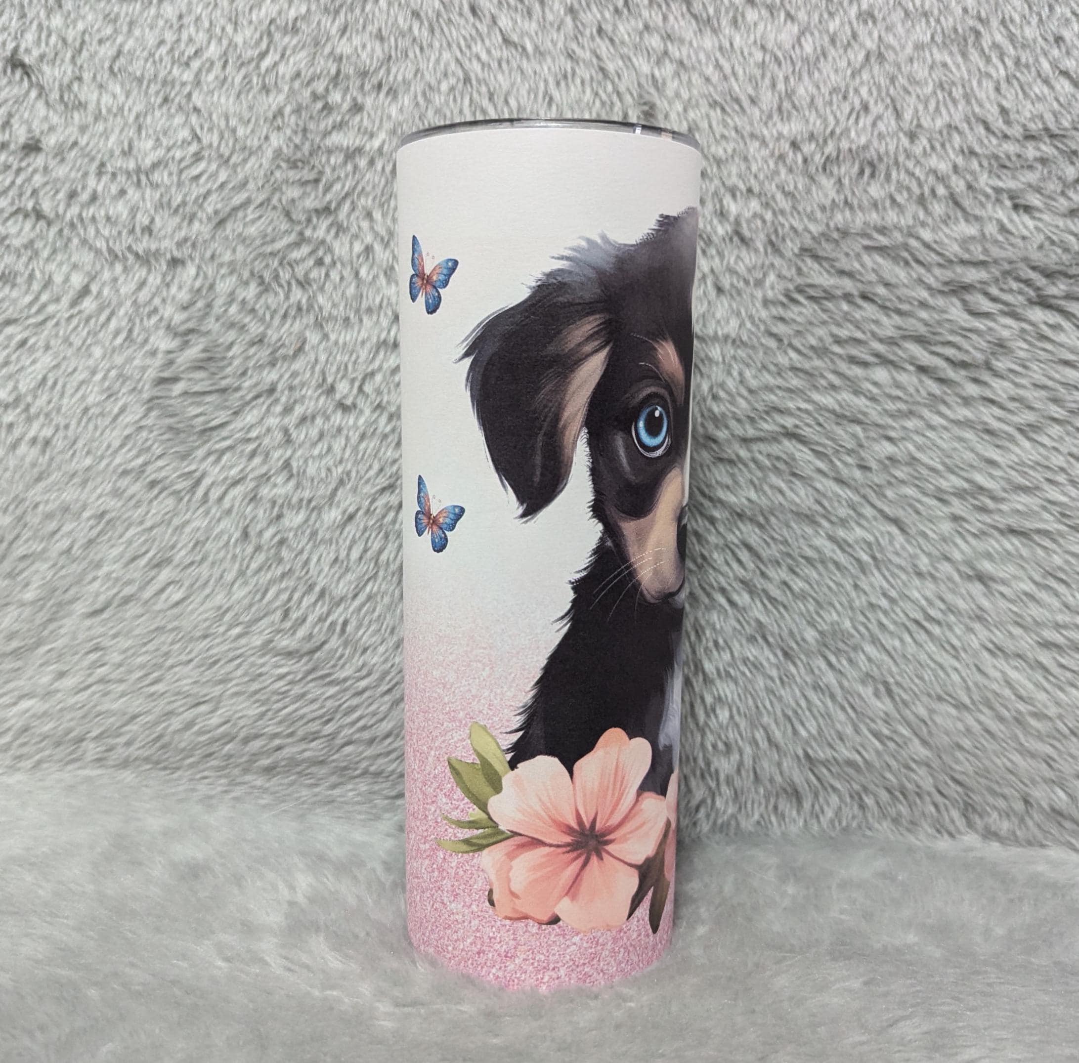 Cute Puppy Tumbler 20oz With Reusable Straw, Can Be Personalized