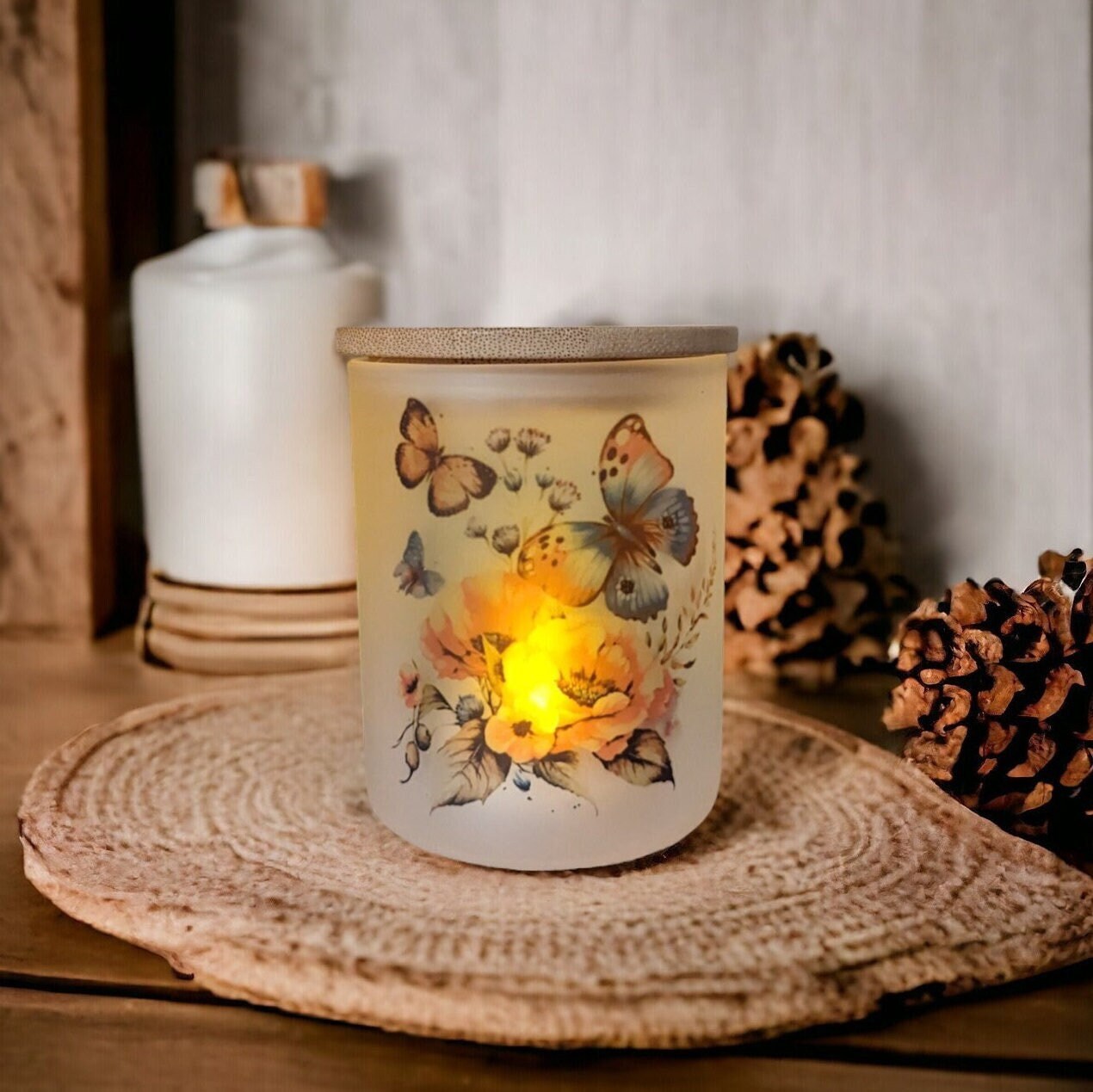 Butterfly Candle Holder With A Battery Operated Flickering Tea Light