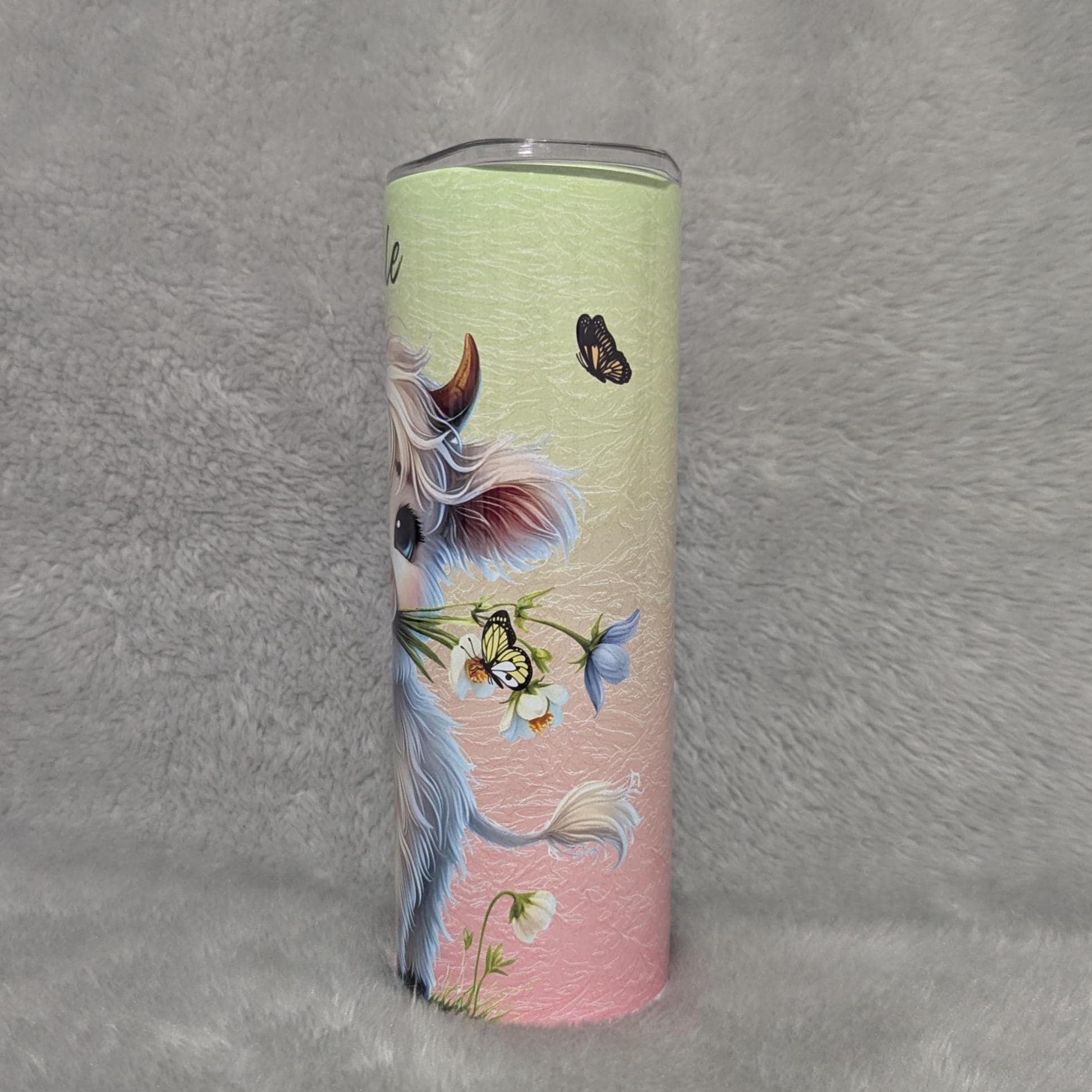 White Highland Cow Tumbler 20oz With Reusable Straw, Can Be Personalized