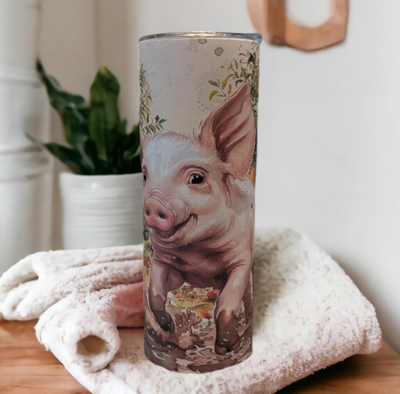 Pig In The Mud Tumbler 20oz With Reusable Straw, Can Be Personalized