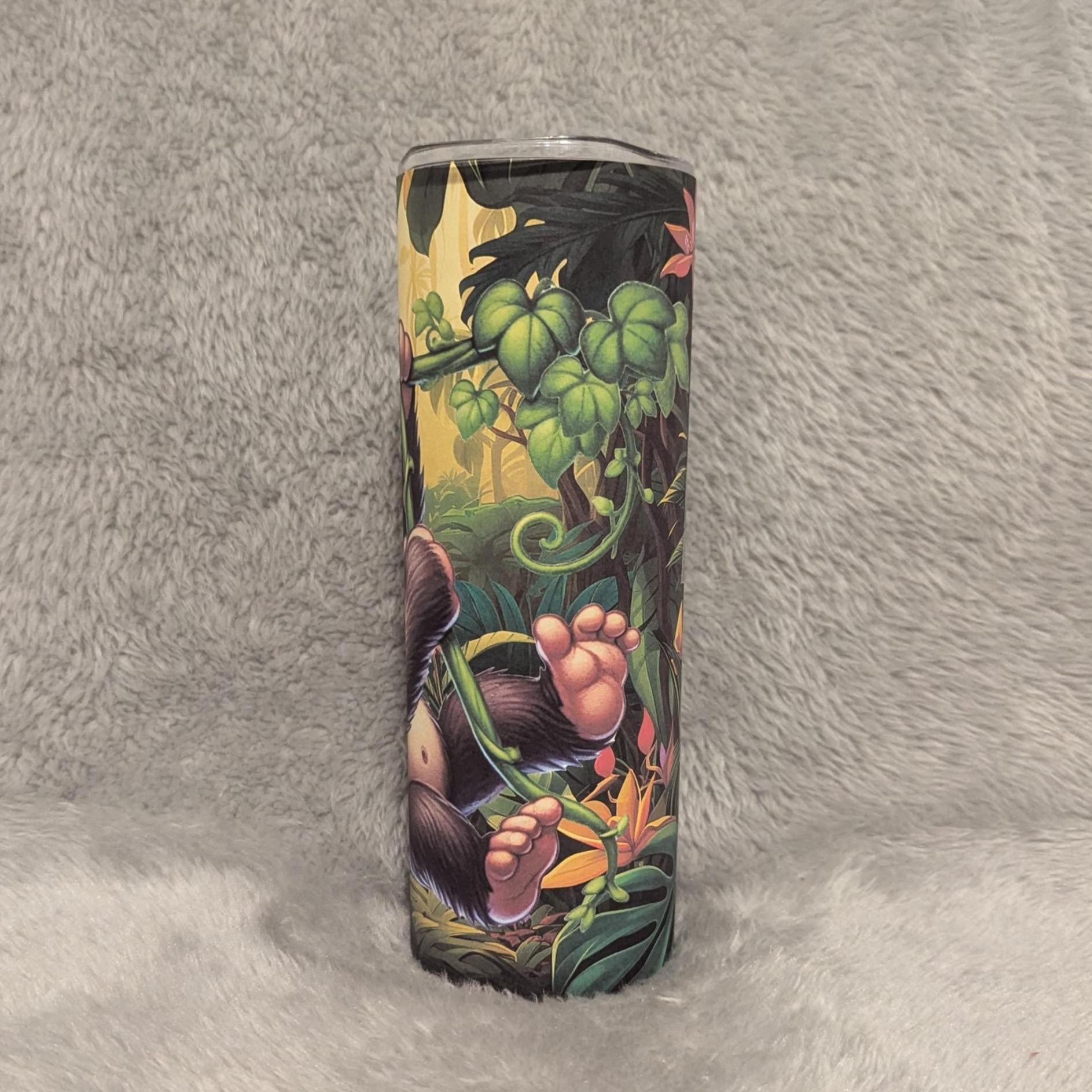 Monkey Tumbler 20oz With Reusable Straw, Can Be Personalized