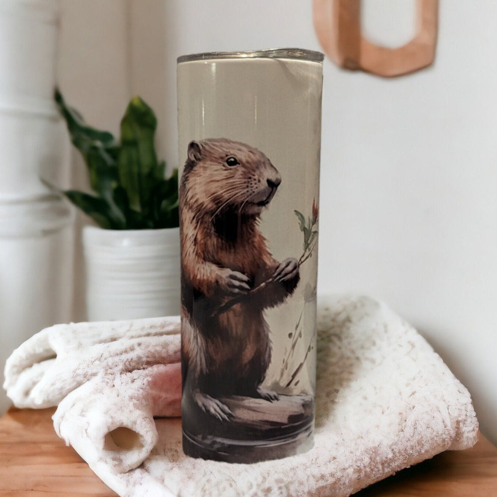 Beaver Tumbler 20oz With Reusable Straw, Can Be Personalized
