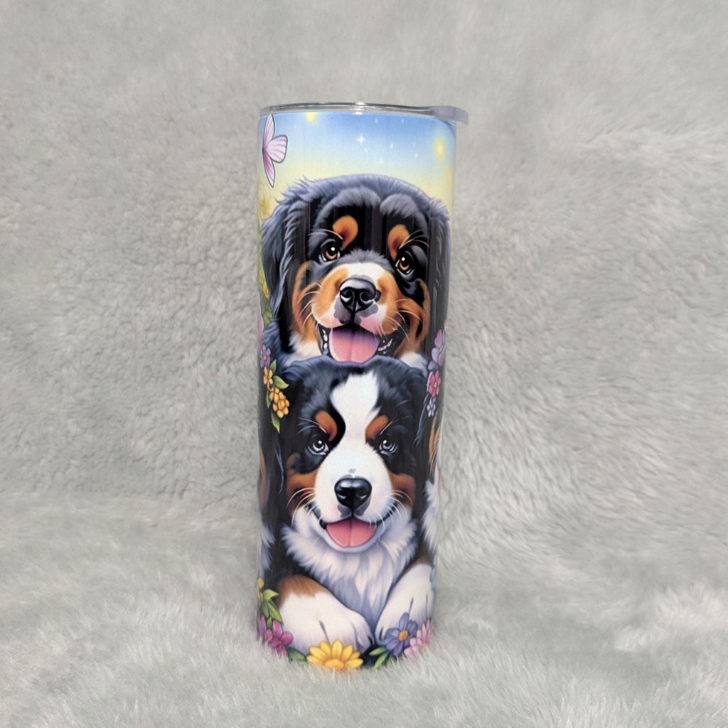 St Bernard Dog Tumbler 20oz With Reusable Straw, Can Be Personalized