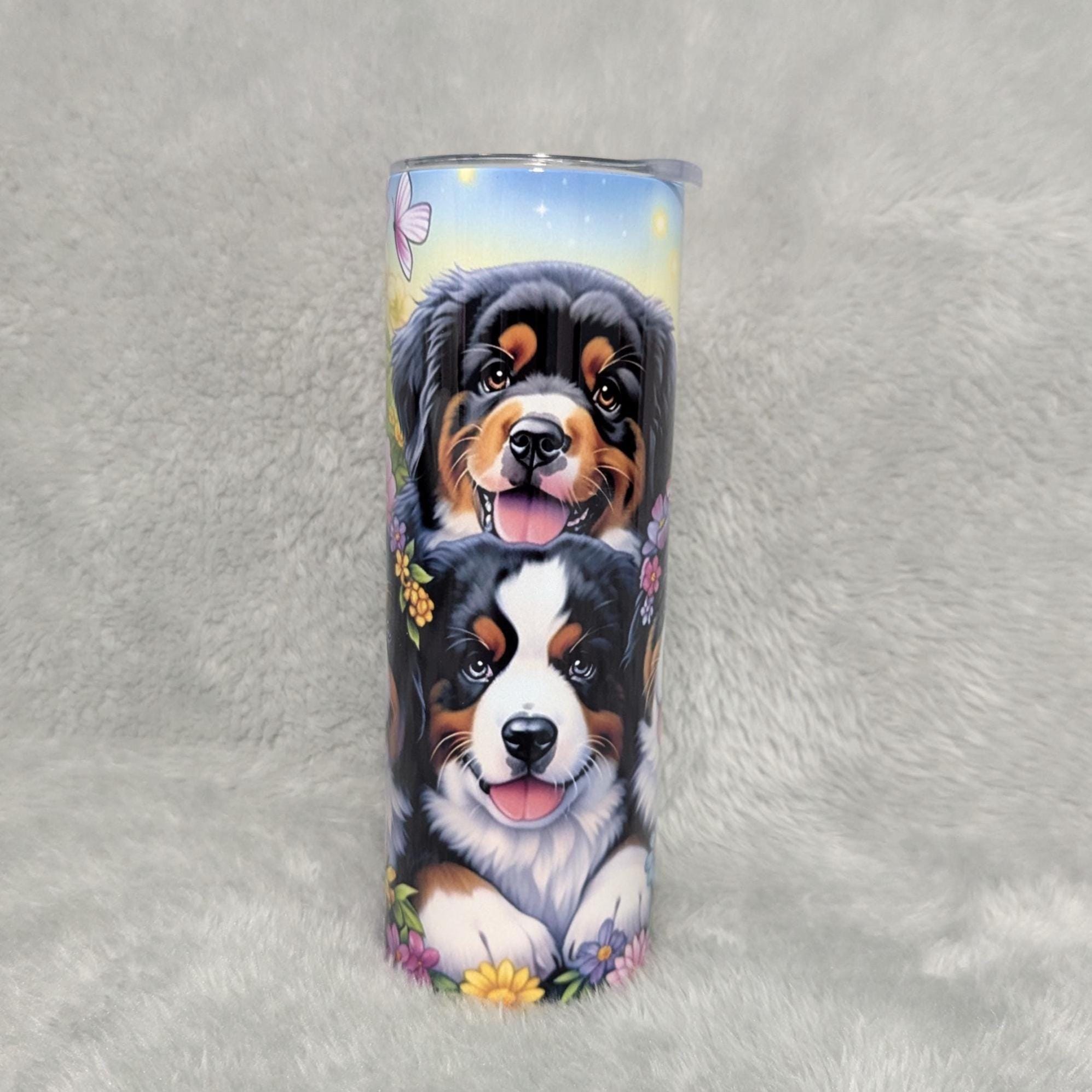 St Bernard Dog Tumbler 20oz With Reusable Straw, Can Be Personalized