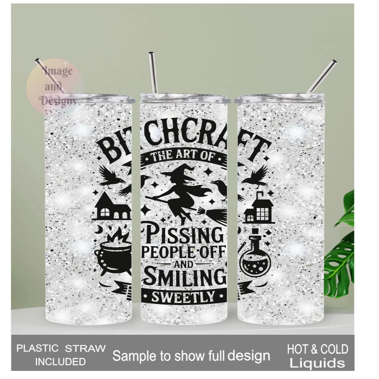 Funny Witch Tumbler 20oz With Reusable Straw