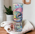 Beach Vibes Turtle Tumbler 20oz With Reusable Straw, Can Be Personalized
