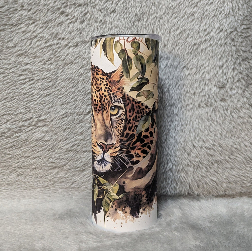 Beautiful Leopard Tumbler 20oz With Reusable Straw, Can Be Personalized