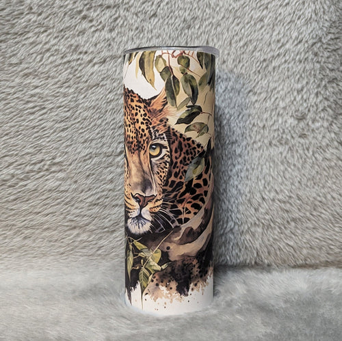 Beautiful Leopard Tumbler 20oz With Reusable Straw, Can Be Personalized