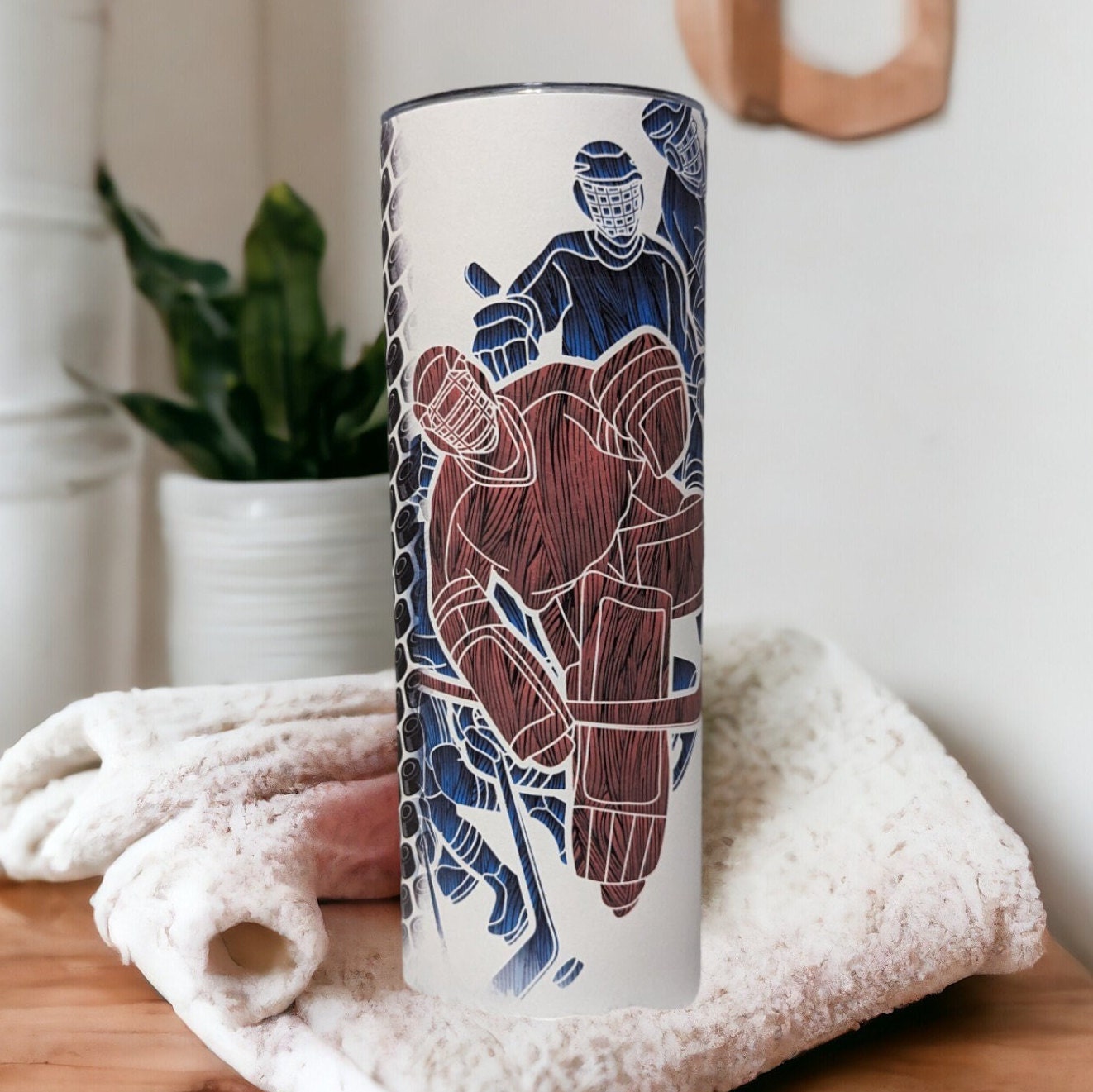 Hockey Tumbler 20oz With Reusable Straw, Can Be Personalized