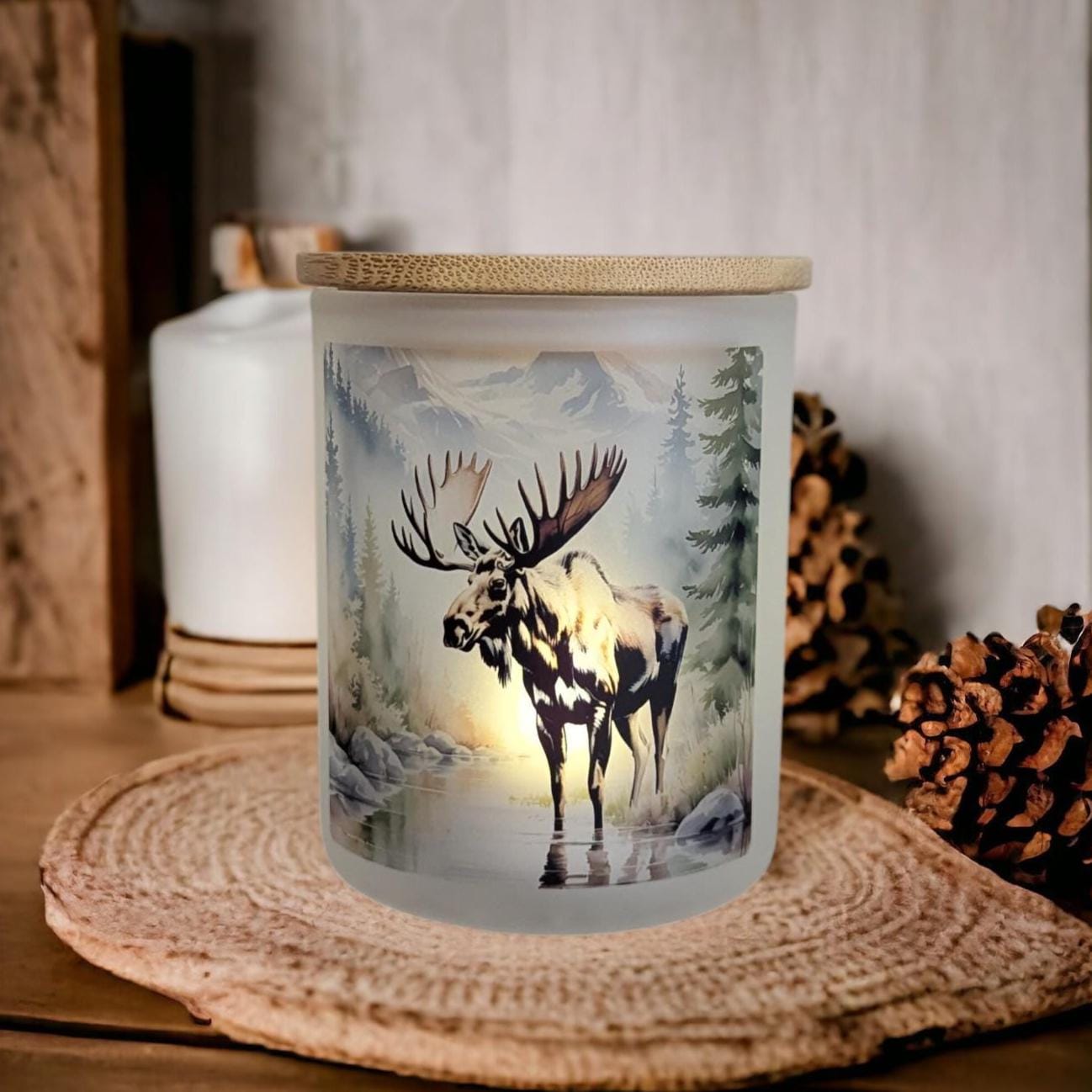 Moose Candle Holder With A Battery Operated Flickering Tea Light