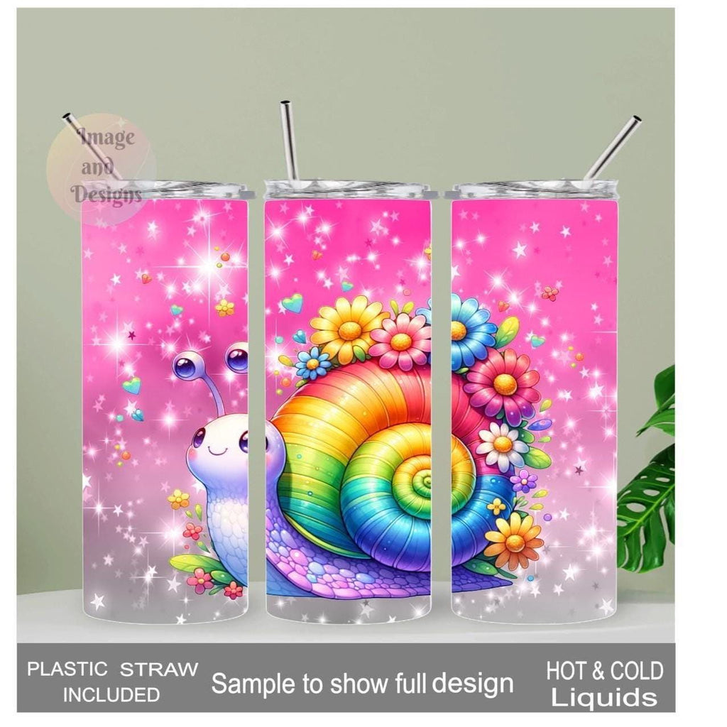 Colorful Snail Tumbler 20oz With Reusable Straw Can Be Personalized