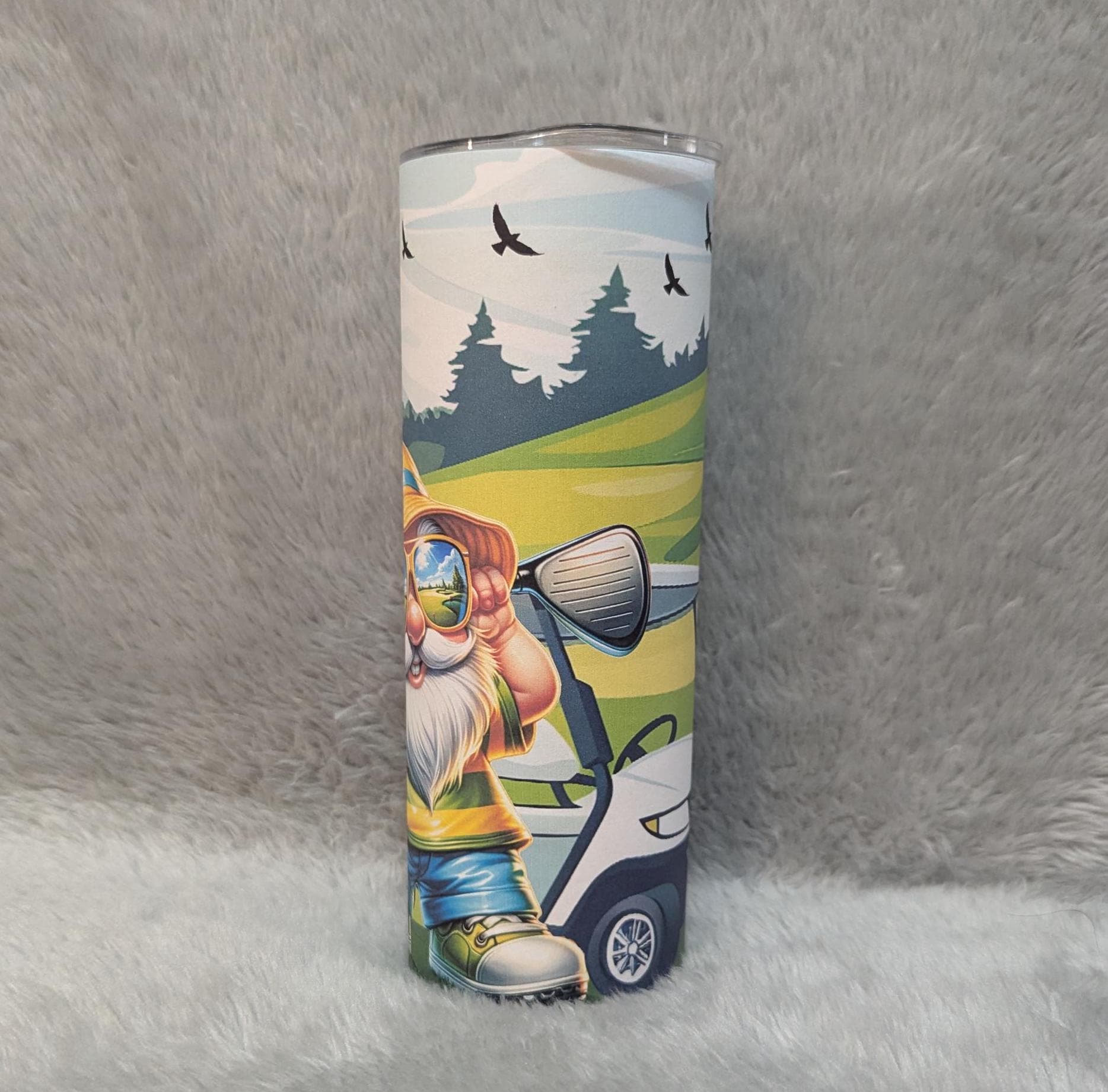 Golfing Gnome Tumbler 20oz With Reusable Straw, Can Be Personalized