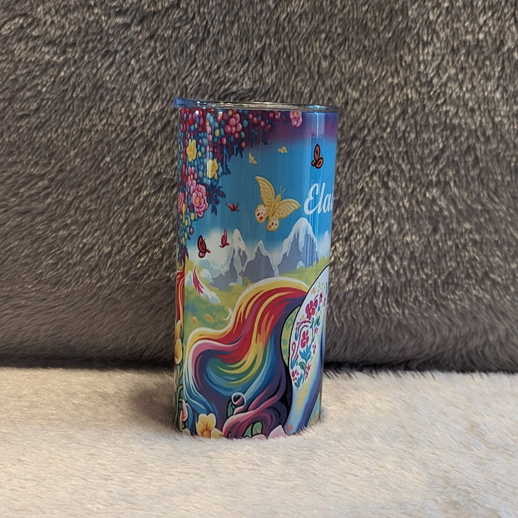 Kids Pretty Unicorn Tumbler 15oz With Reusable Straw, Can Be Personalized