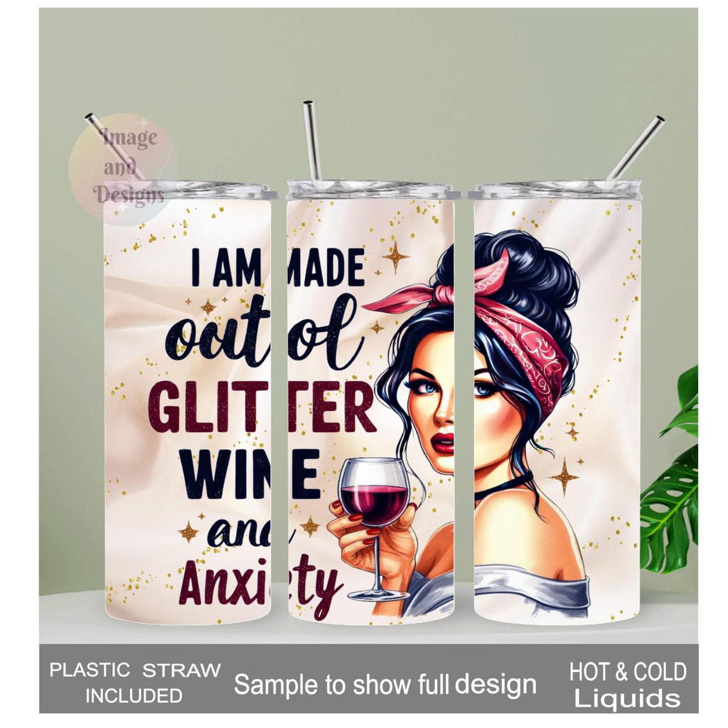 I Am Made Out Of Glitter Girl Tumbler 20oz With Reusable Straw, Can Be Personalized