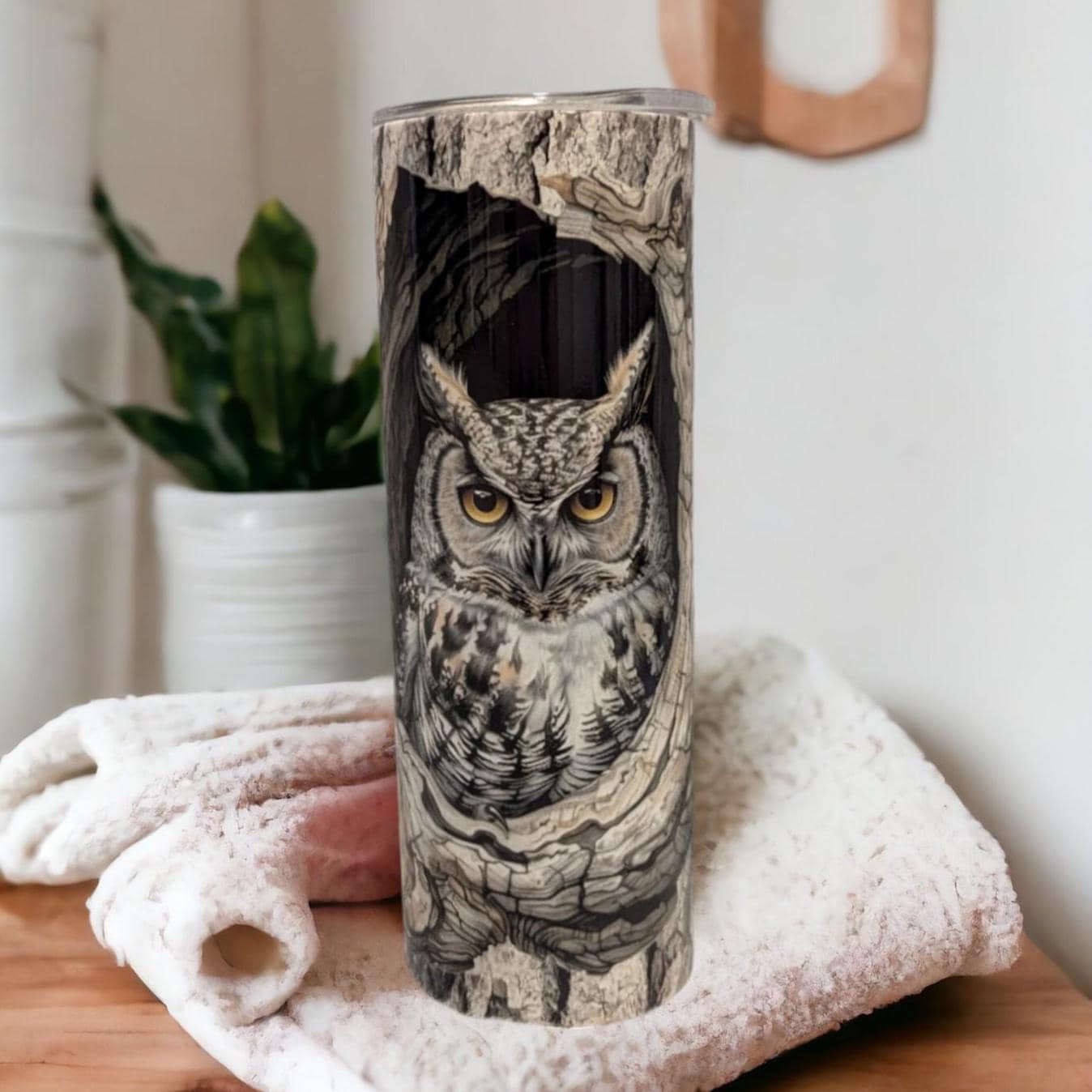 Owl Tumbler 20oz With Reusable Straw, Can Be Personalized