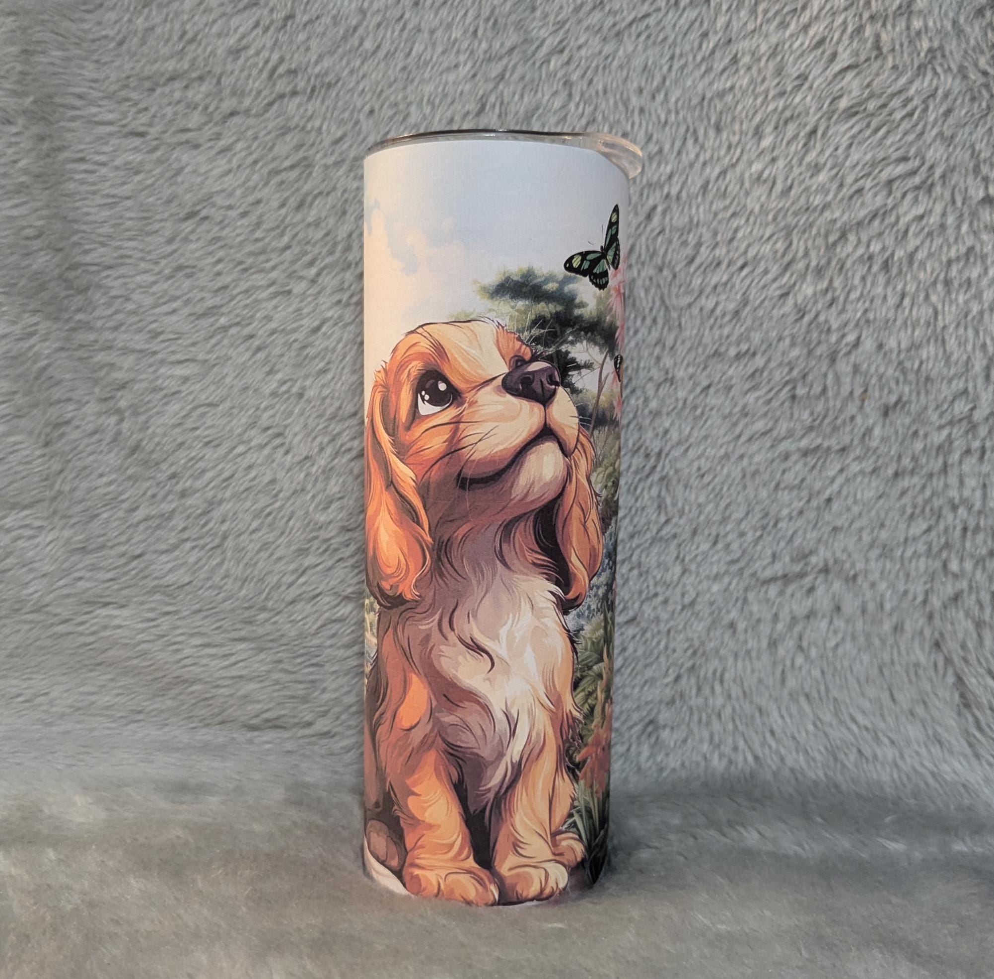 Cocker Spaniel Puppy Tumbler 20oz With Reusable Straw, Can Be Personalized