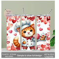 Valentine Cat Tumbler 20oz With Reusable Straw, Can Be Personalized