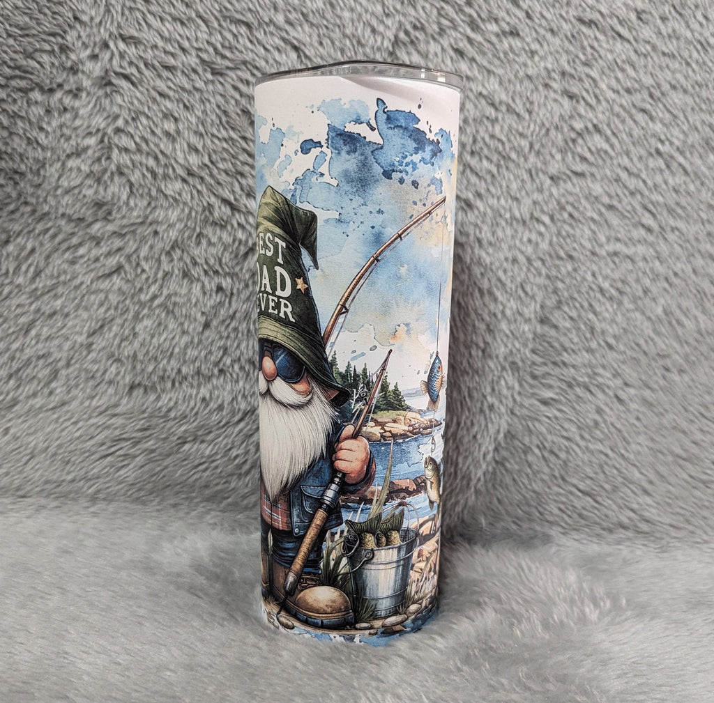 Best Dad Ever Fishing Gnome Tumbler 20oz With Reusable Straw, Can Be Personalized