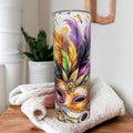 Mardi Gras Tumbler 20oz With Reusable Straw, Can Be Personalized