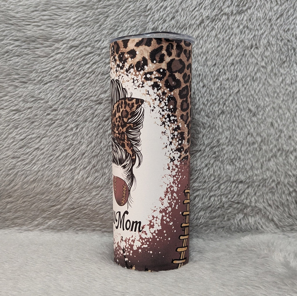 Football Mom Tumbler 20oz With Reusable Straw, Can Be Personalized