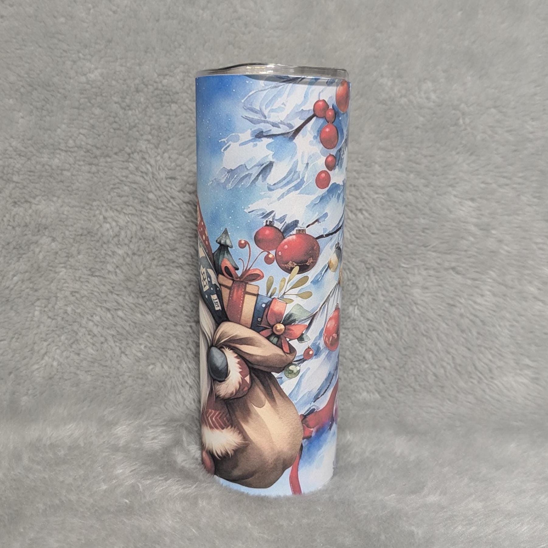 Christmas Santa Gnome Tumbler 20oz With Reusable Straw, Can Be Personalized