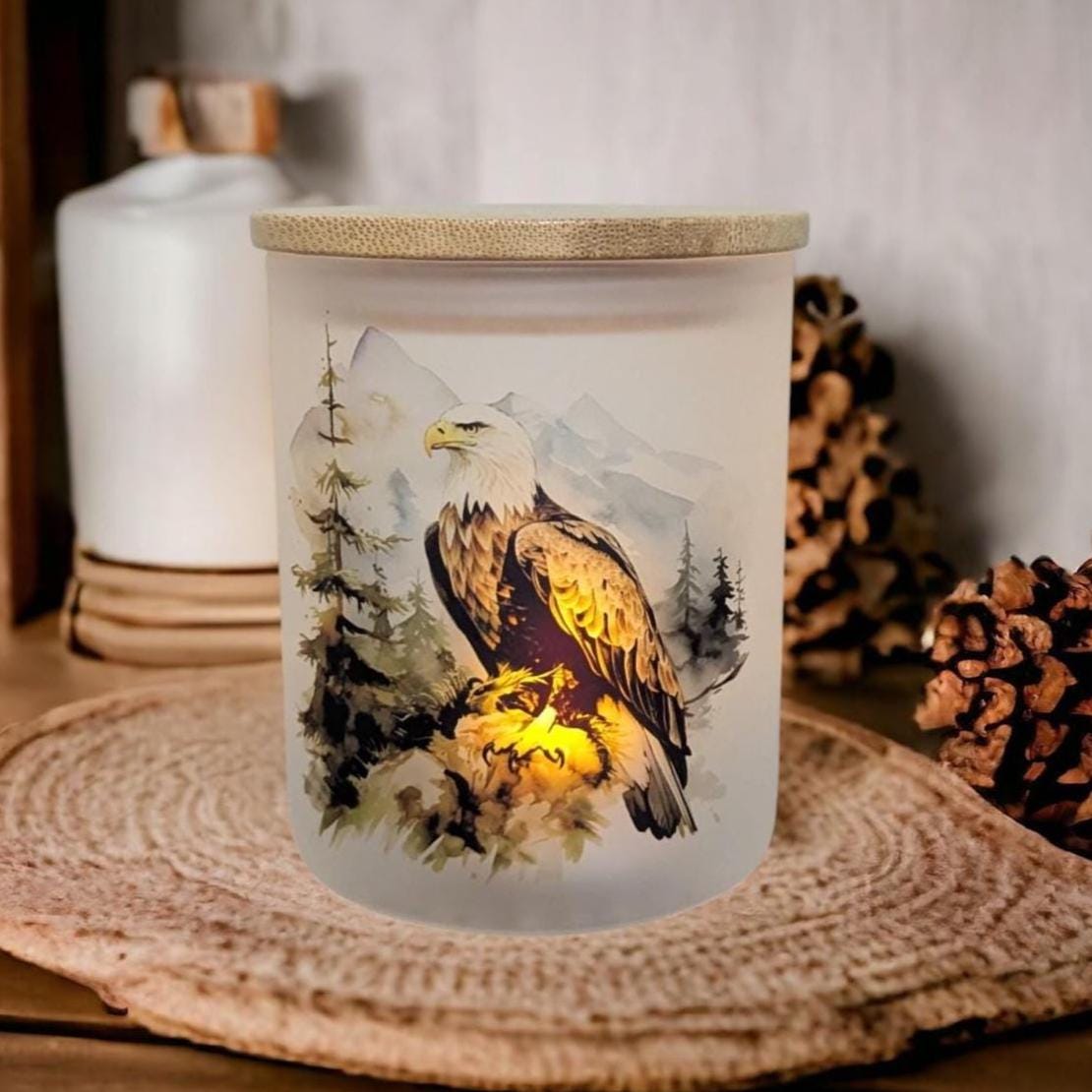 Eagle Candle Holder With A Battery Operated Flickering Tea Light