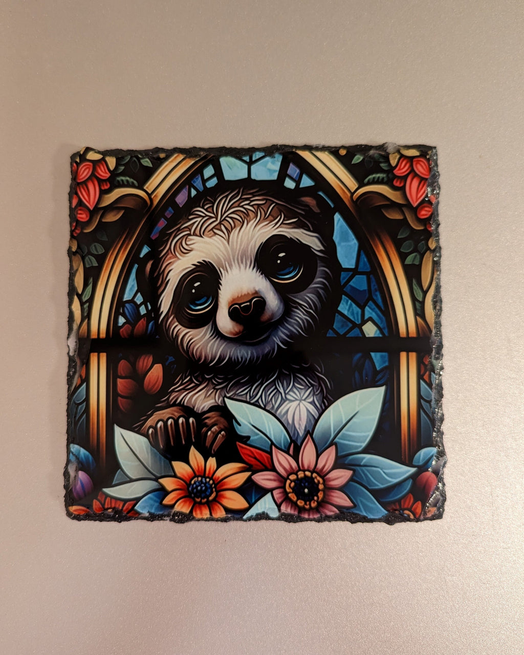 Colorful Slate Sloth Picture With Display Legs