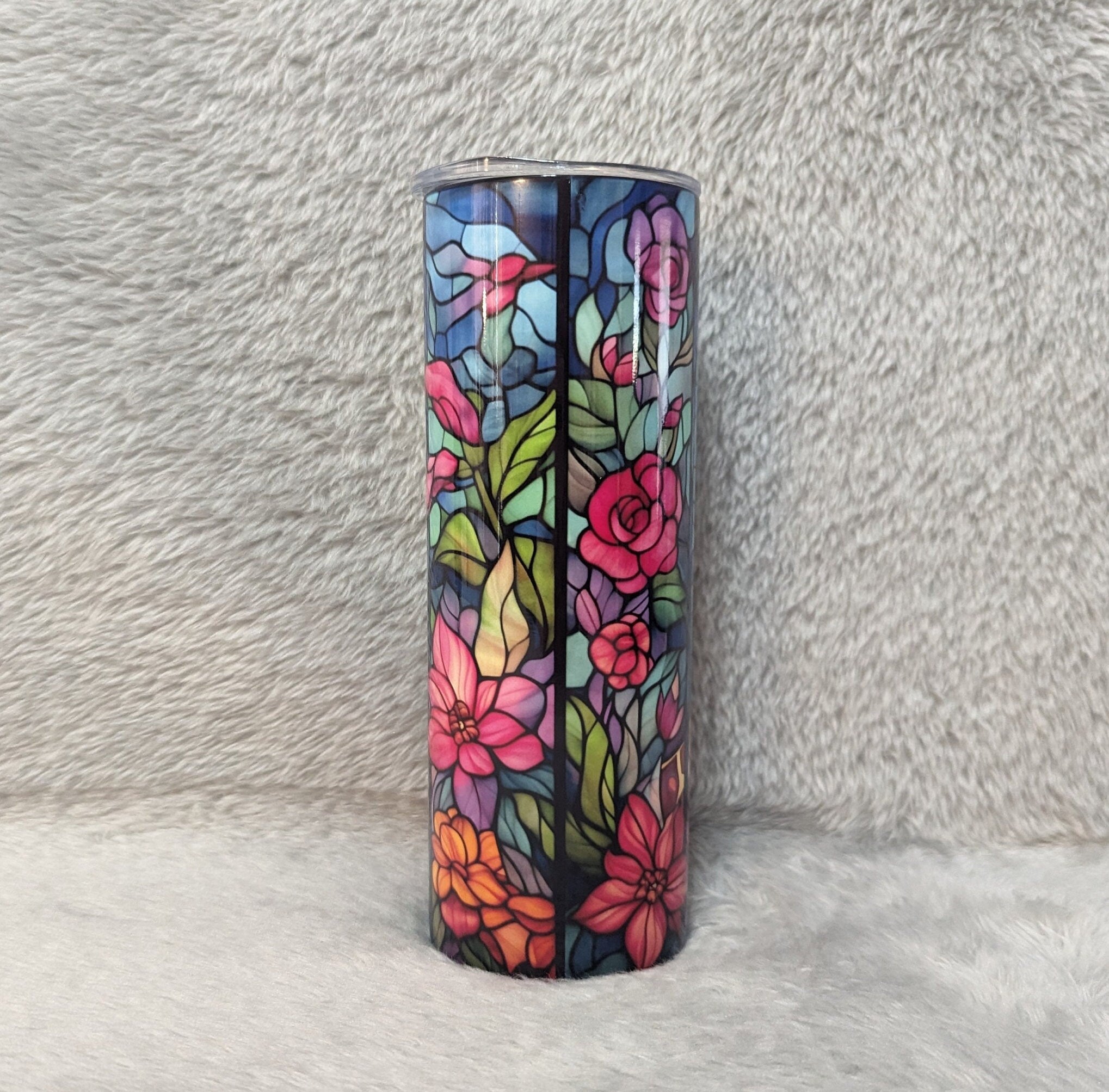 Giraffe Tumbler with A Stained Glass Design 20oz With Reusable Straw, Can Be Personalized