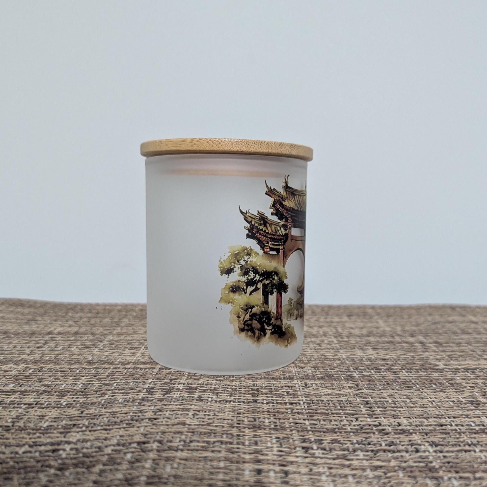 Chinese Gate Candle Holder with Battery Operated Flickering Tea Light