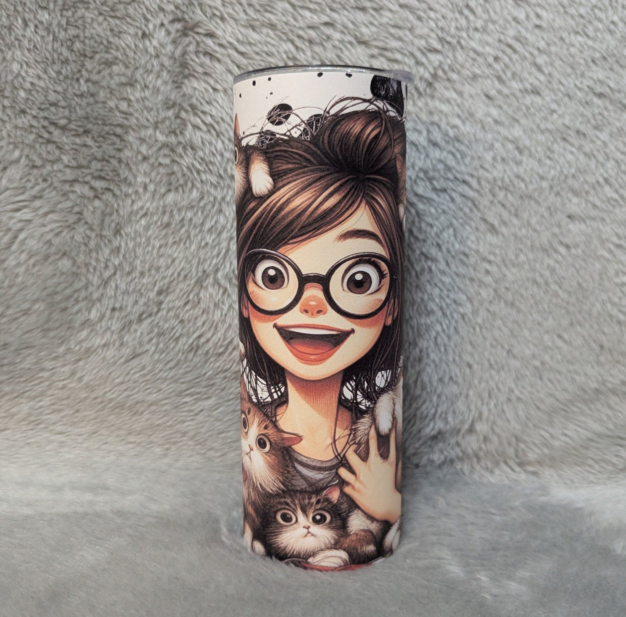 Crazy Cat Lady Tumbler 20oz With Reusable Straw, Can Be Personalized