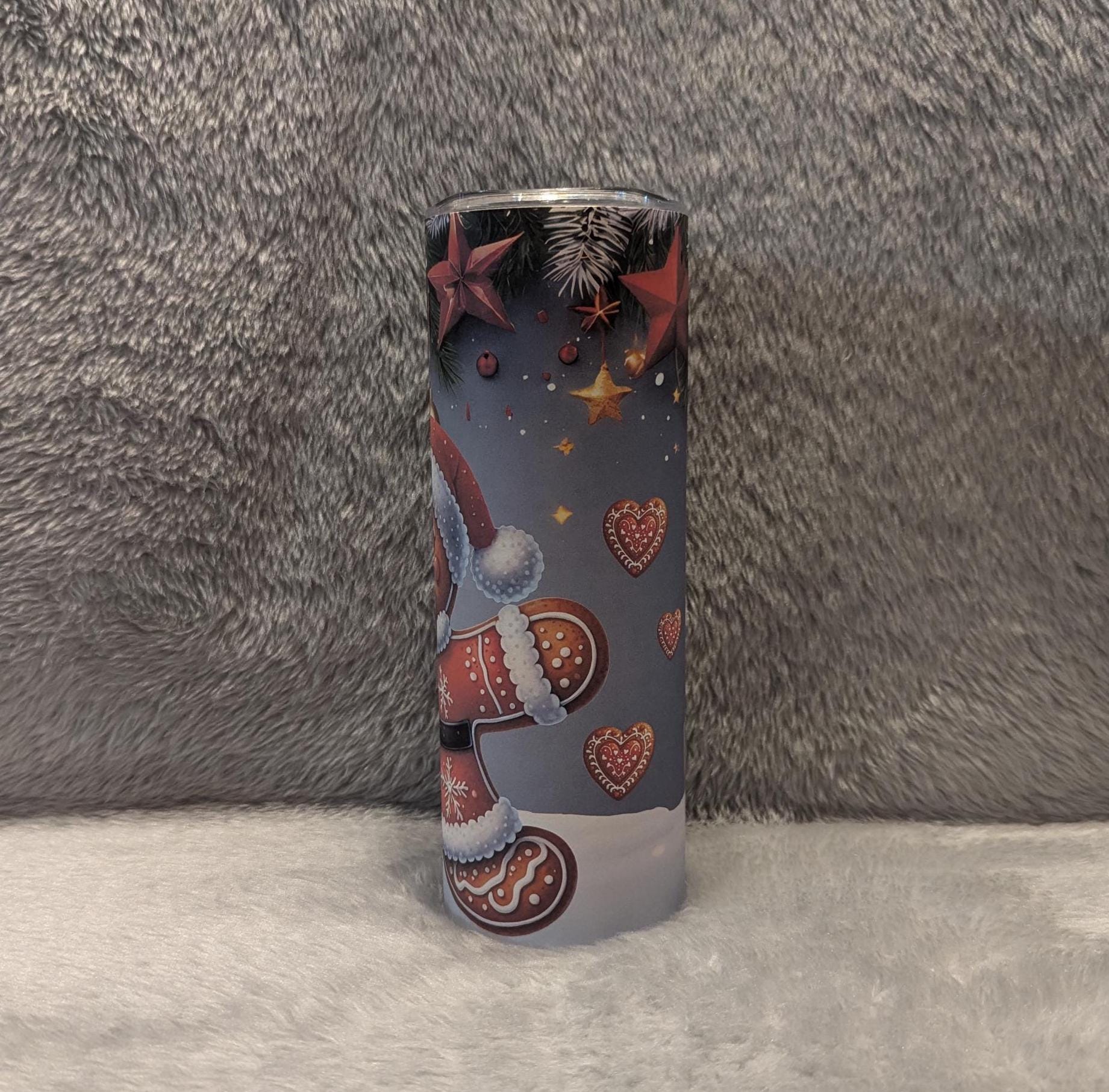 Gingerbread Man Tumbler 20oz With Reusable Straw, Can Be Personalized